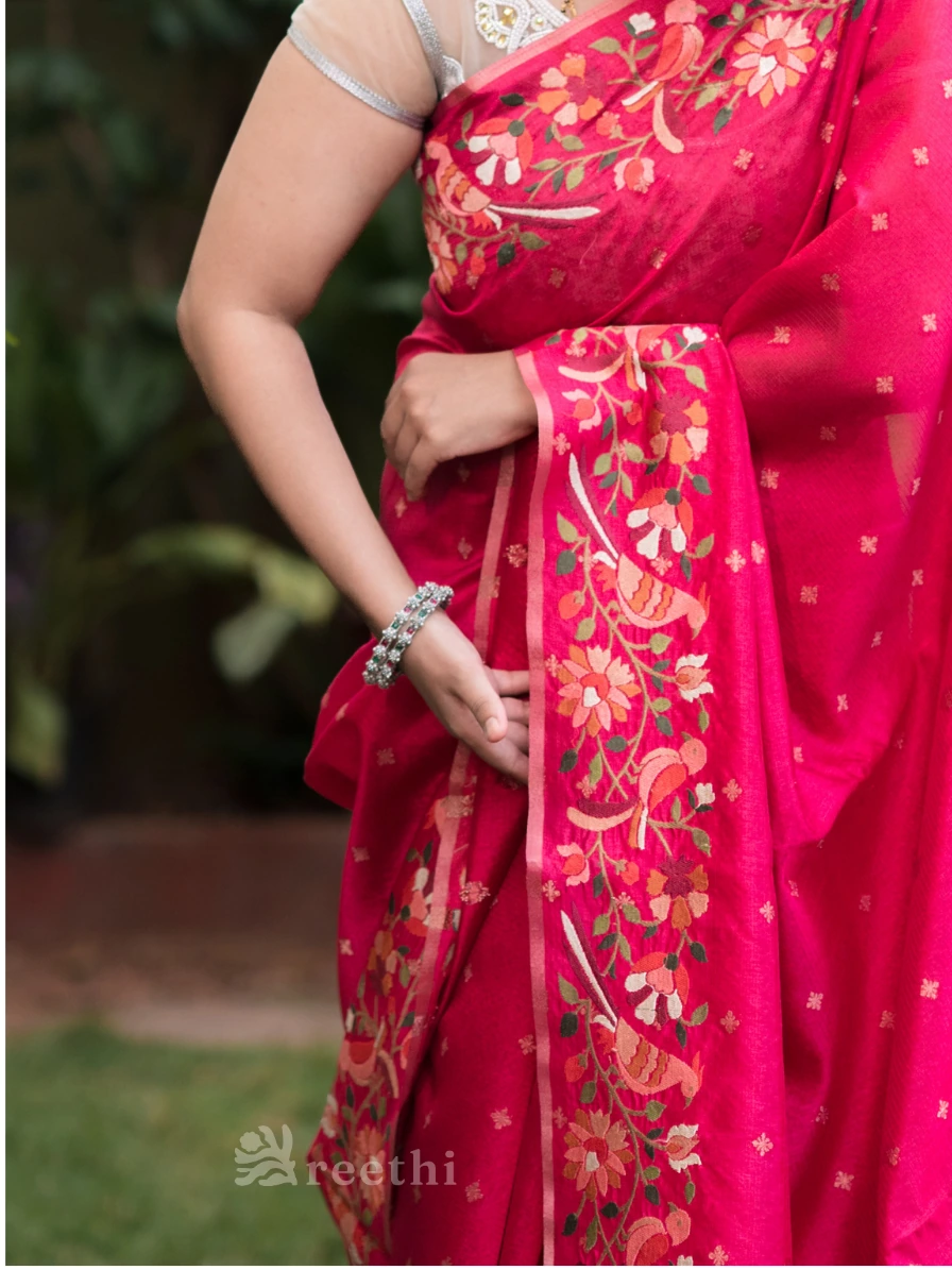 Tussar - Bird Embroidery